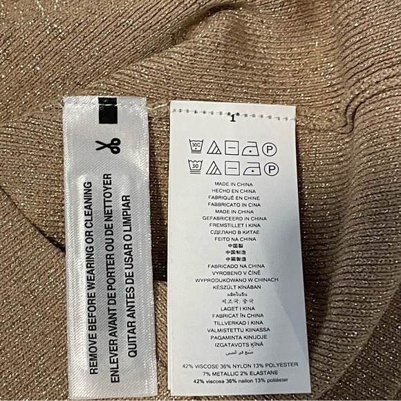 NWT Michael Kors Formfitting Long Sleeved Gold Y2K Knit Midi Dress, size Small - Picture 8 of 16